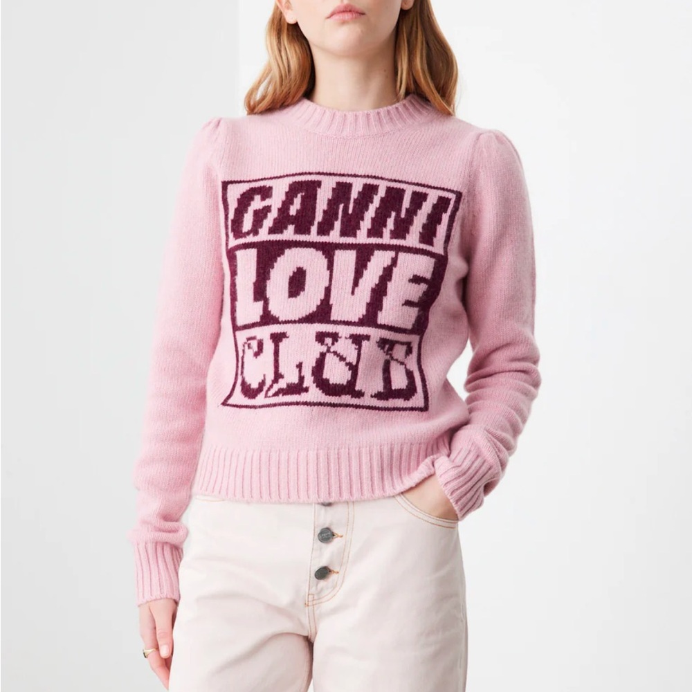 Ganni Pink Crew Neck Sweater